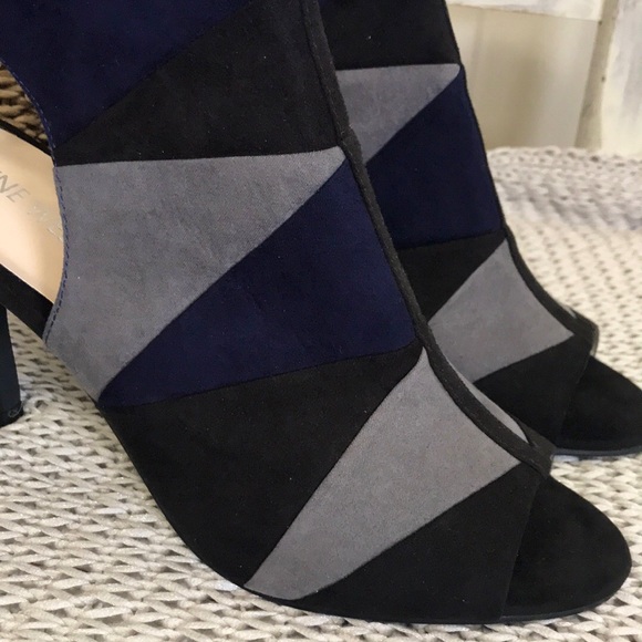 Nine West Color Block Peep Toe Booties - Picture 3 of 16